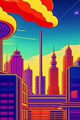 city skyline at night