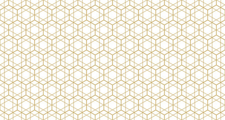 Gold hexagon grid line seamless pattern,, png with transparent background