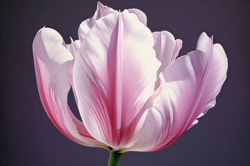 Tulip - Graceful curves emerge, embracing hues of pink and purple. Petals reach towards the sky. Generative AI