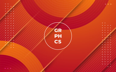 abstract orange gradient color geometric shape with circle simple line and shadow, 3d look and cool design background. eps10 vector