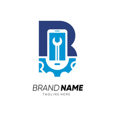 Letter B Initial Phone Service Mobile Logo Design Vector Icon Graphic Emblem Illustration 