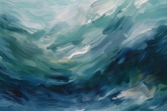 Abstract oil paint background in shades of blue and green, Generative ai
