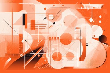 Abstract orange and white shapes with a geometric feel, Generative ai