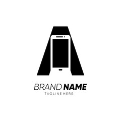 Letter A Initial Handphone Mobile Logo Design Vector Icon Graphic Emblem Illustration 
