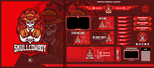 Skull Cowboy Layout Gaming Design Premium Esport Logo