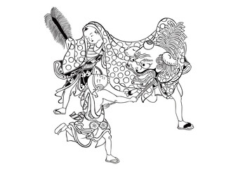 浮世絵　獅子舞　その3