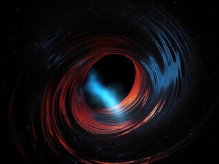 Fototapeta na wymiar A red and blue swirl is in the center of a black hole generative ai