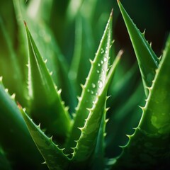 Close up of a bunch of aloe vera plants macro
