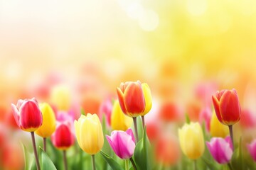 Colorful tulips spring background