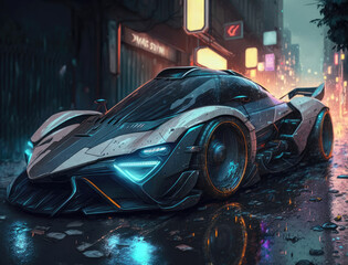 Cyberpunk style supercar