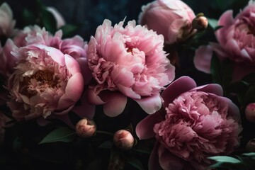 Fresh beautiful peony flowers background