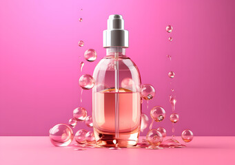 Obraz na płótnie Canvas Skin Serum and Vitamin collagen with Liquid Bubble backdrop