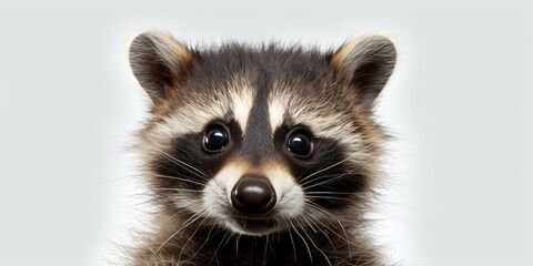Obraz premium AI Generated. AI Generative. Photo Illustration of baby little nimal racoon face portrait cure. Graphic Art