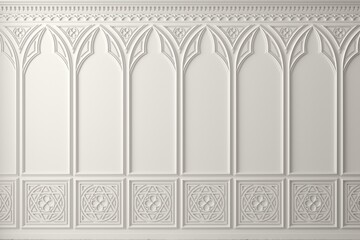 Classic cabinet or castle wall made of gothic wood paneling © denisik11