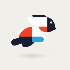 Obraz premium Cartoon-style white animal logo with a modern and artistic design. Versatile and memorable symbol for branding and identity. Vector logo