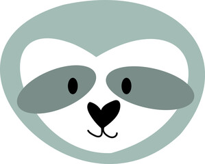 Sloth bear head animal . Retro style .