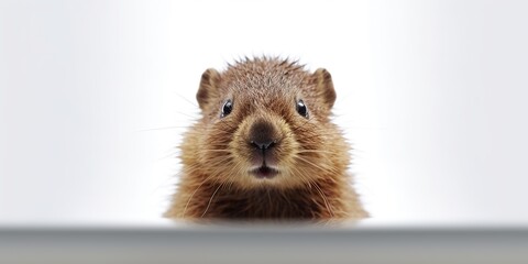 AI Generated. AI Generative. Photo Illustration of baby little beaver portrait face animal. Graphic Art - obrazy, fototapety, plakaty