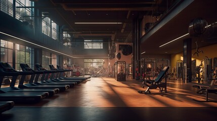 Obraz premium GYM Interior, Generative AI, Illustration