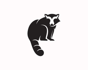black white silhouette raccoon back view logo symbol design template illustration inspiration