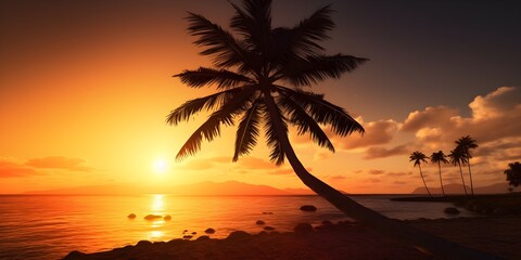 Amazing tropical sunset background, AI generated