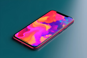 Bright colorful phone mockup, empty template, AI generated
