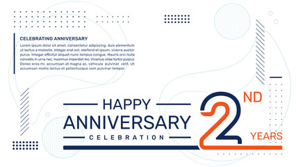 2nd anniversary template design with abstract background, vector template