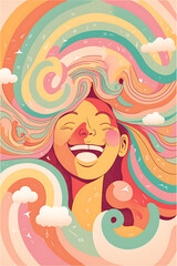 Graphic Design of a Happy Woman's Face