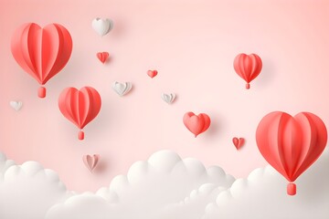 Red hearts valentines day banner background, AI generated
