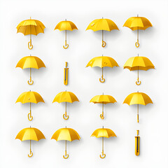 Collection of yellow umbrella. 
