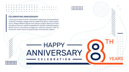 8th anniversary template design with abstract background, vector template