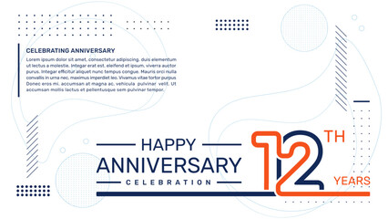 12th anniversary template design with abstract background, vector template