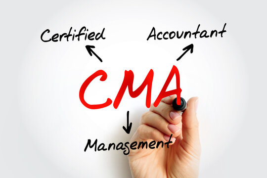 CMA Certified Management Accountant - professional certification credential in the management accounting and financial management fields, acronym text concept background