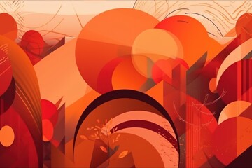 Abstract shapes in warm colors background, Generative ai
