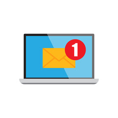One incoming message, open message icon, notification. Vector