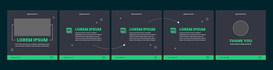 carousel or microblog slide template for social media post. social media template with dark color theme © Rozin