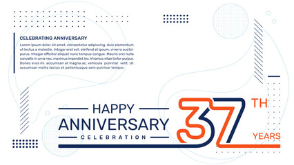 37th anniversary template design with abstract background, vector template