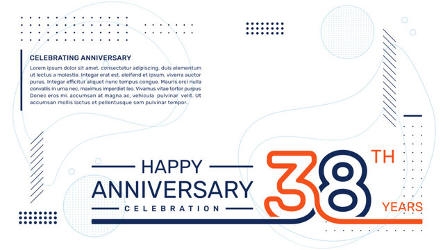 38th anniversary template design with abstract background, vector template