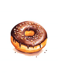 Watercolor Donut isolated white