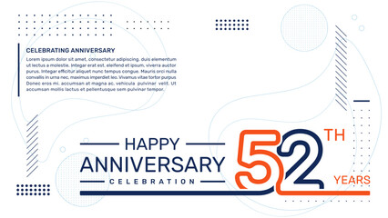 52th anniversary template design with abstract background, vector template