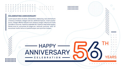 56th anniversary template design with abstract background, vector template