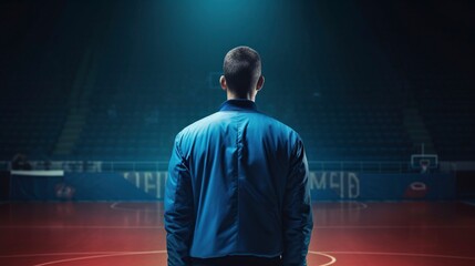 Fototapeta na wymiar Basketball Coach with Blue Jacket, Generative AI, Illustration