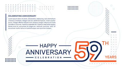 59th anniversary template design with abstract background, vector template