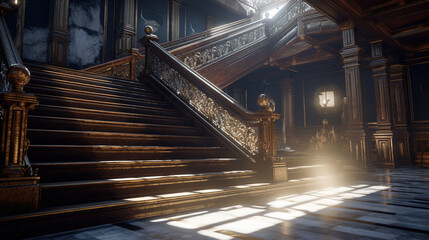 Grand_Staircase_of_the_Titanic_4k_ultra_engine_unreal - obrazy, fototapety, plakaty