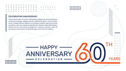 60th anniversary template design with abstract background, vector template