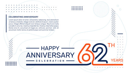 62th anniversary template design with abstract background, vector template