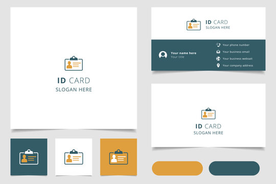 Id card logo design with editable slogan. Branding book and business card template.