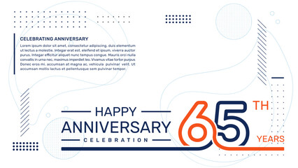 65th anniversary template design with abstract background, vector template