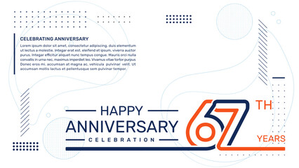 67th anniversary template design with abstract background, vector template