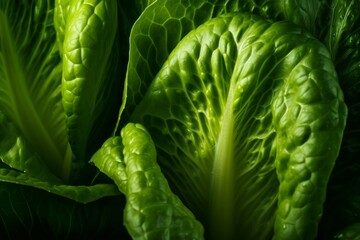 Obraz premium close-up view of Romaine lettuce leaves with visible veins
