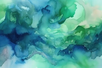 Fototapeta na wymiar Abstract watercolor background in shades of blue and green